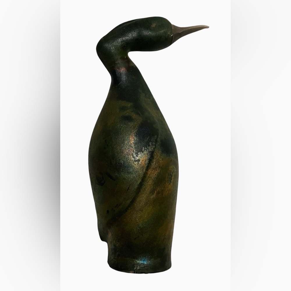 Amazing Raku Studio Pottery Cormorant (?) Bird Sculpture